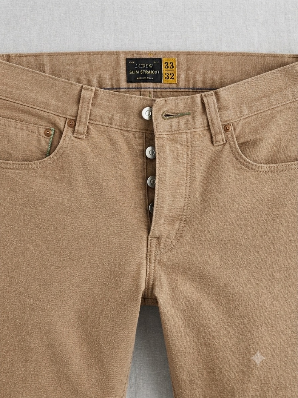 J.Crew Slim straight 100% cotton denim jeans light brown/tan with button fly